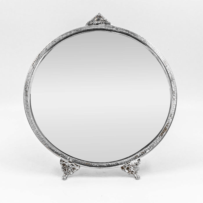 Midori Brass Round Mirror - Silver Finish