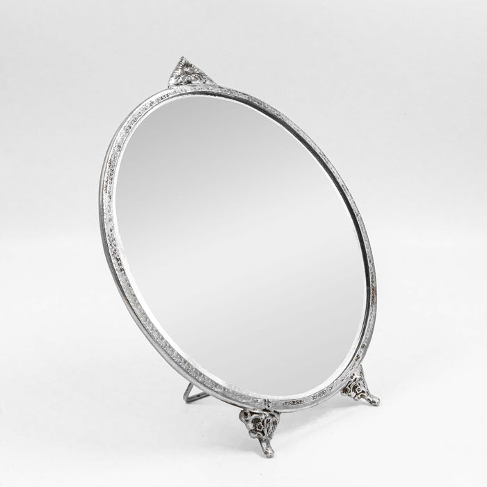 Midori Brass Round Mirror - Silver Finish