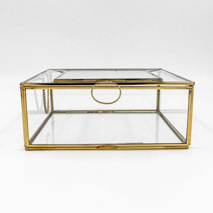 Kinsley Stainless Glass Trinket Box (Steel)