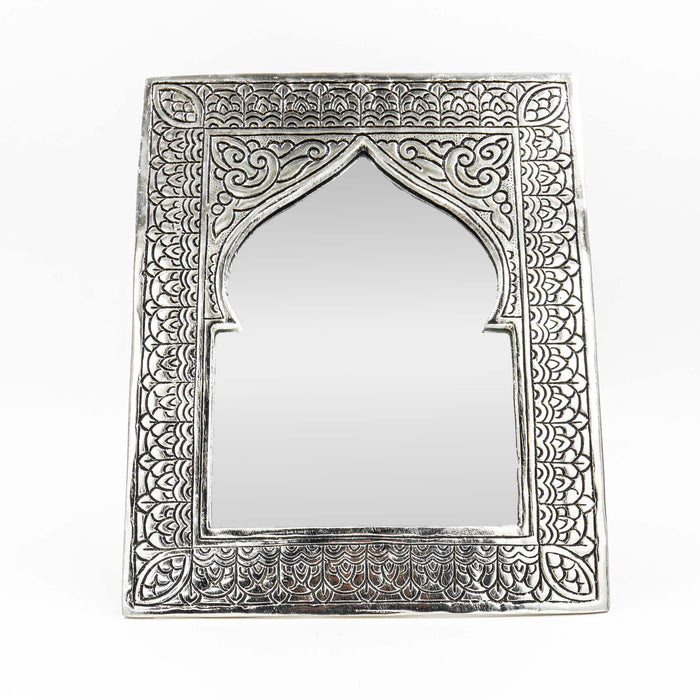 Taziri Brass Table Mirror - Silver Finish