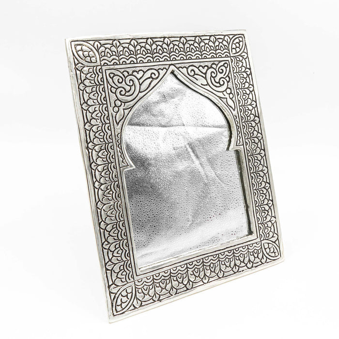 Taziri Brass Table Mirror - Silver Finish