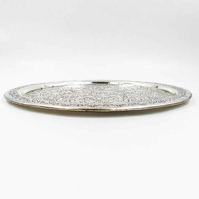 Tizmat Antique Brass Tray - Silver Finish