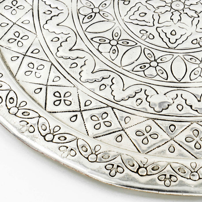 Tizmat Antique Brass Tray - Silver Finish