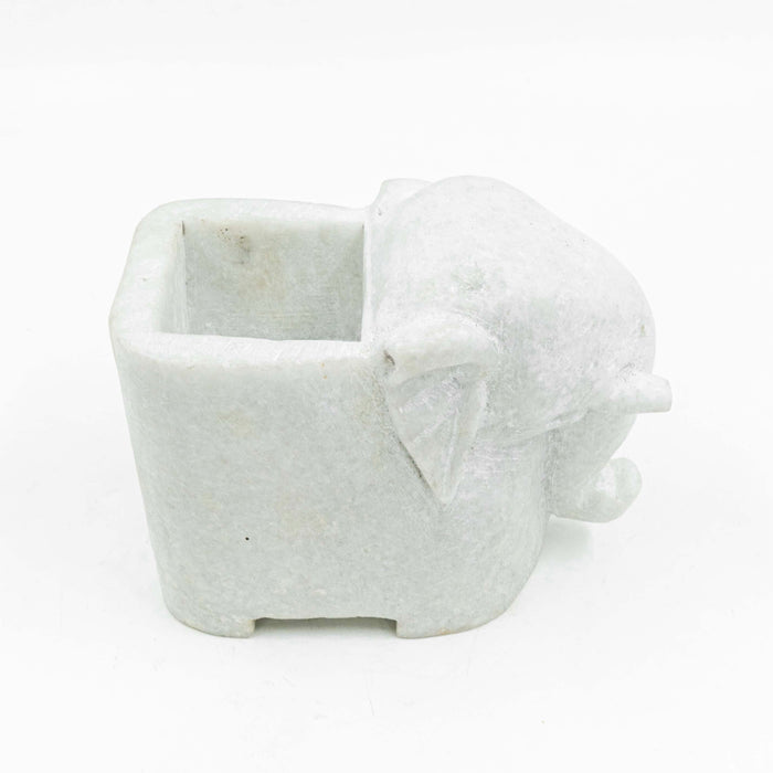 Elephant White Marble Planter