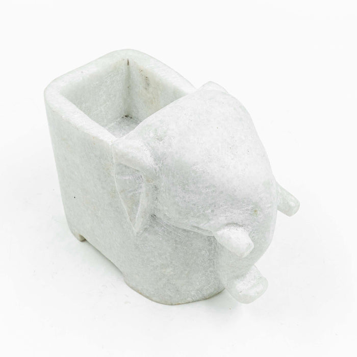 Elephant White Marble Planter