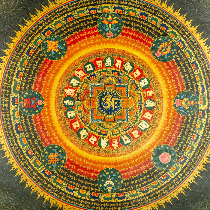 Mantra Mandala 8 Special Symbols Painting