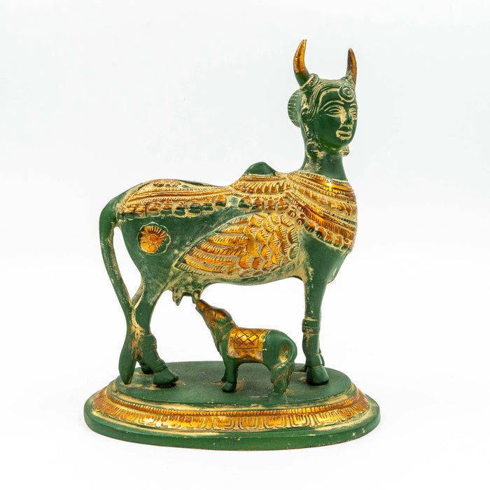 Brass Kamadhenu Statue - Divine Cow of Abundance