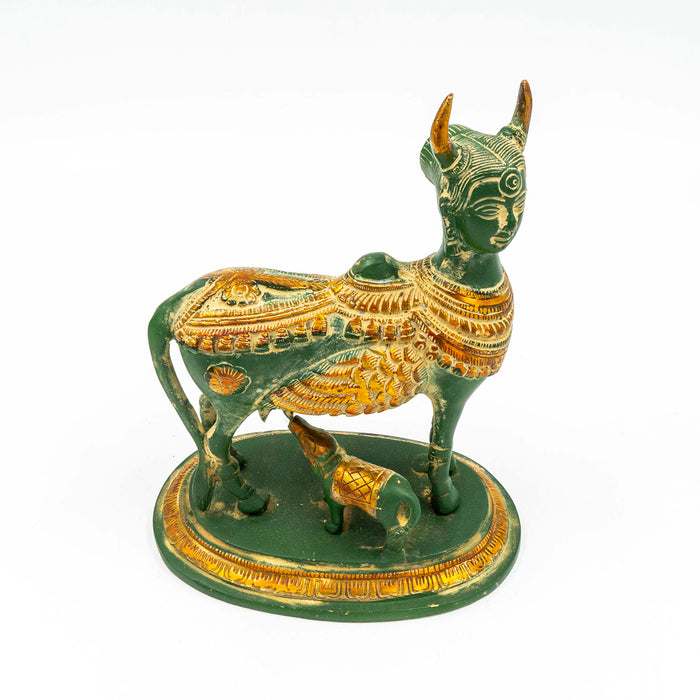 Brass Kamadhenu Statue - Divine Cow of Abundance