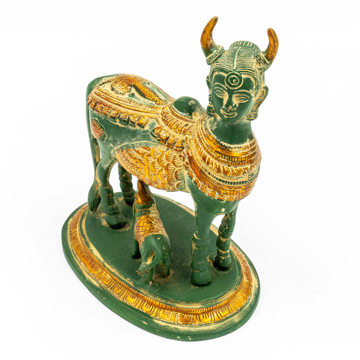 Brass Kamadhenu Statue - Divine Cow of Abundance