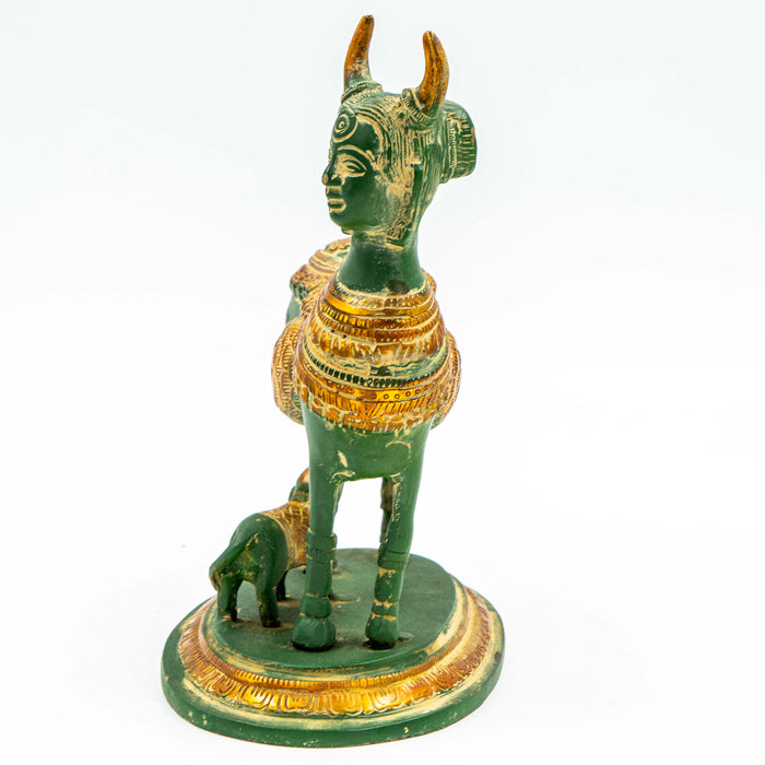 Brass Kamadhenu Statue - Divine Cow of Abundance