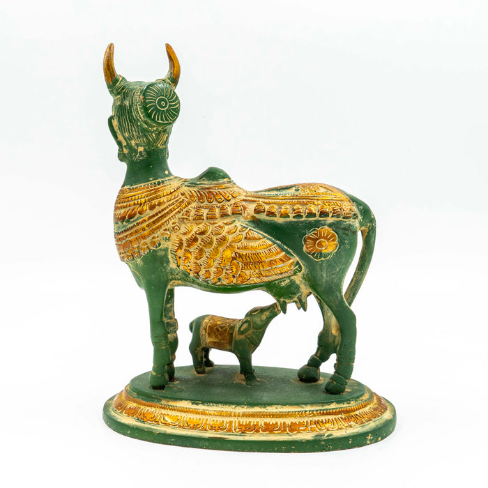 Brass Kamadhenu Statue - Divine Cow of Abundance