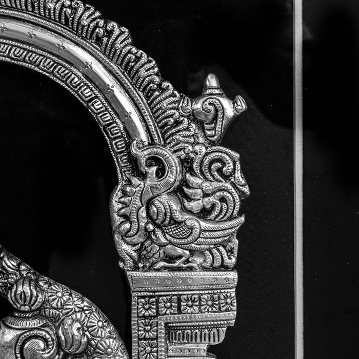 Lord Venkateshwara Brass Idol With Frame - Adorned In Silver