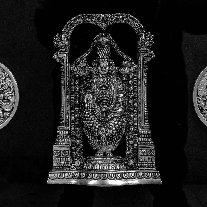 Balaji With Ashtalakshmi Brass Idol With Frame - Adorned In Silver