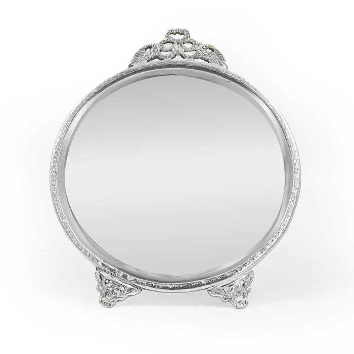 Midori Brass Round Mirror - Silver Finish