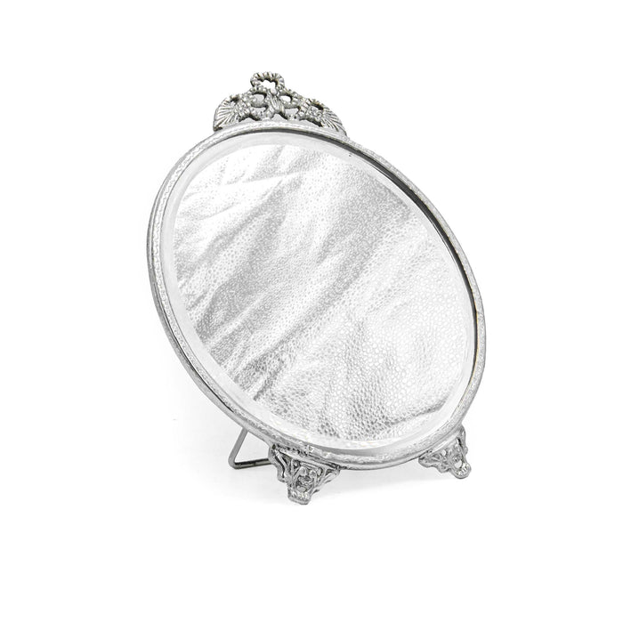 Midori Brass Round Mirror - Silver Finish