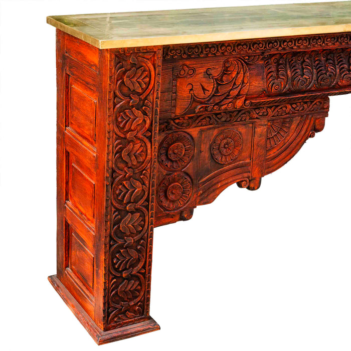 Viraha Teak Console With Brass Cladding