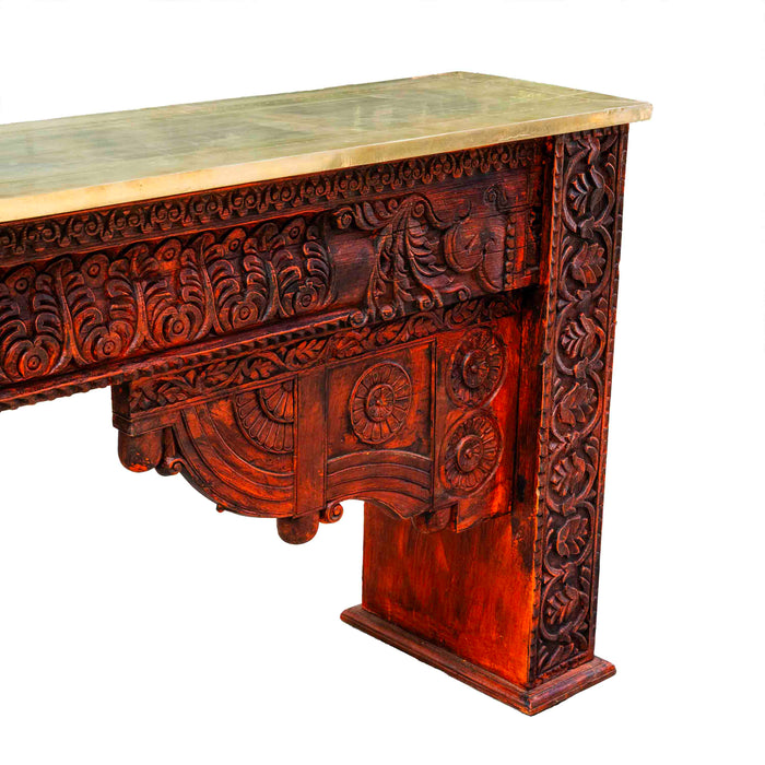 Viraha Teak Console With Brass Cladding