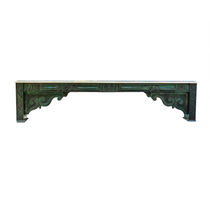 Vindura Teak Console With Silver Cladding - Green