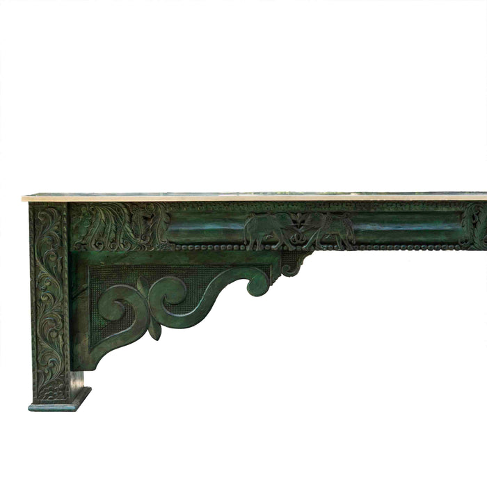 Vindura Teak Console With Silver Cladding - Green