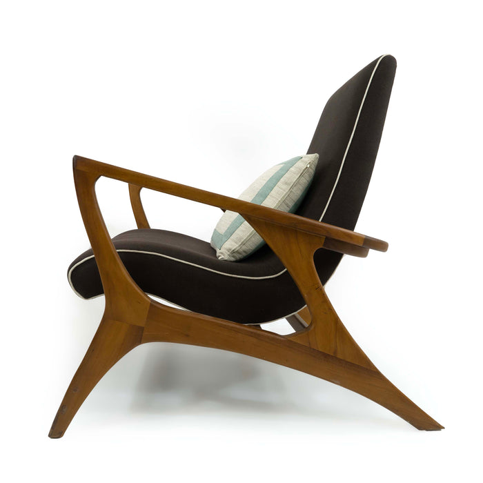 Bergere Naure Teak Lounge Chair with Cushion