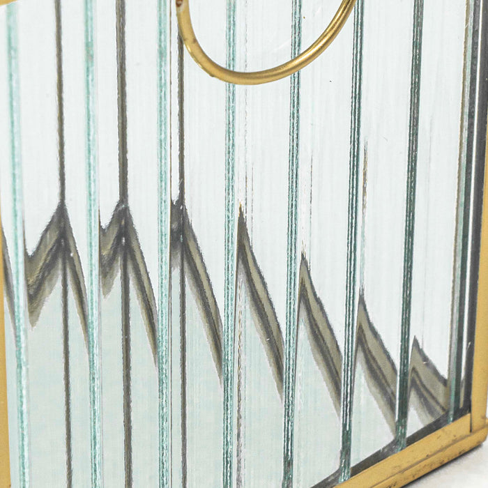 Zalea Ribbed Glass Box (Brass Finish)