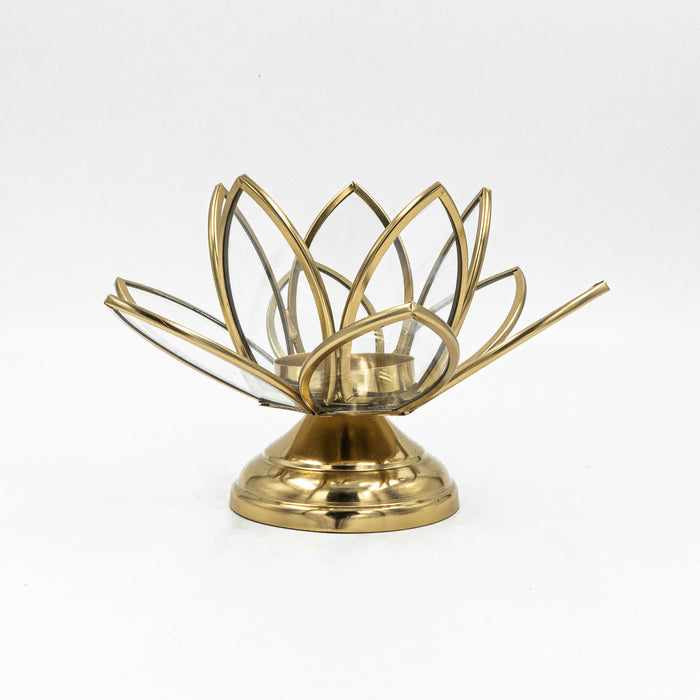 Lotus Stainless Steel T-Light Stand (Gold Finish)