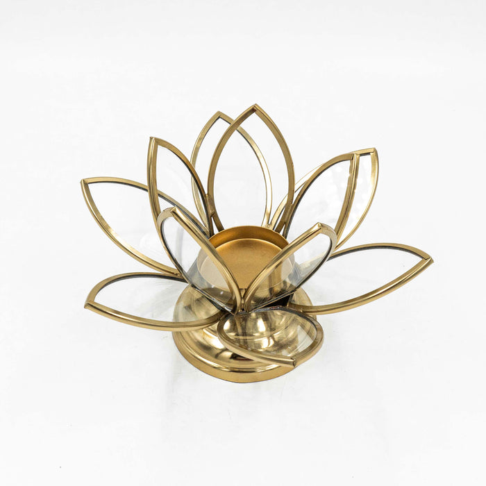 Lotus Stainless Steel T-Light Stand (Gold Finish)