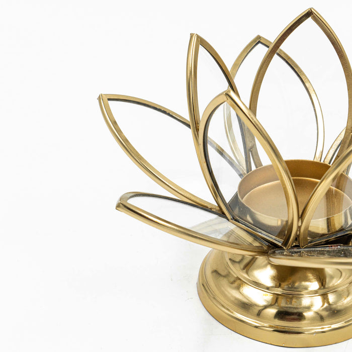 Lotus Stainless Steel T-Light Stand (Gold Finish)