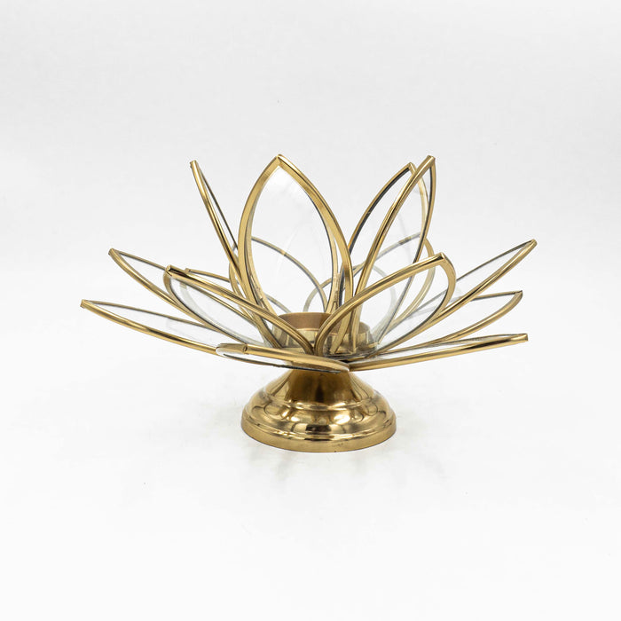 Lotus Stainless Steel T-Light Stand (Gold Finish)