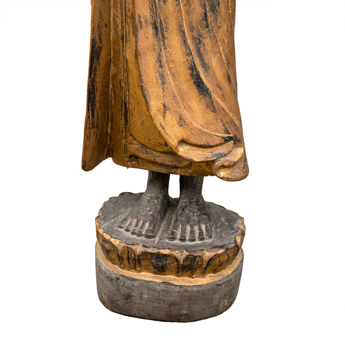 Wooden Monk Holding Pot - Assorted