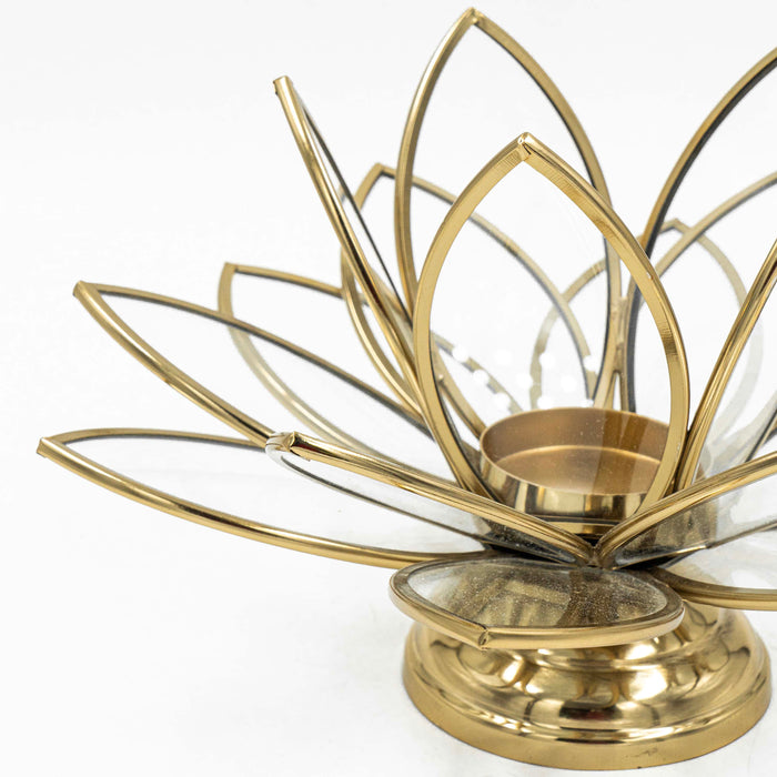 Lotus Stainless Steel T-Light Stand (Gold Finish)