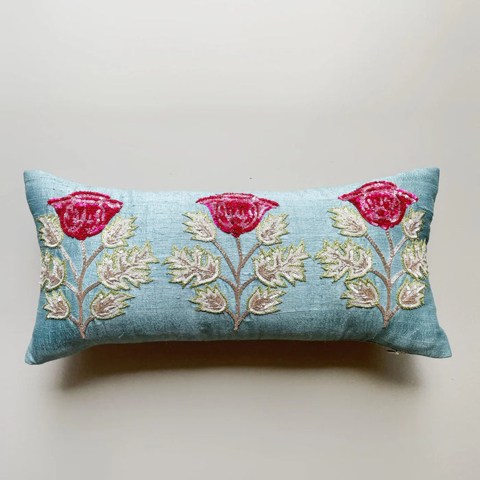 Firozi Sitara Silk Cushion Cover