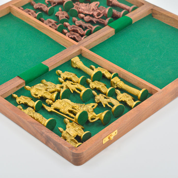 Roman Brass Chess set with Wooden Board