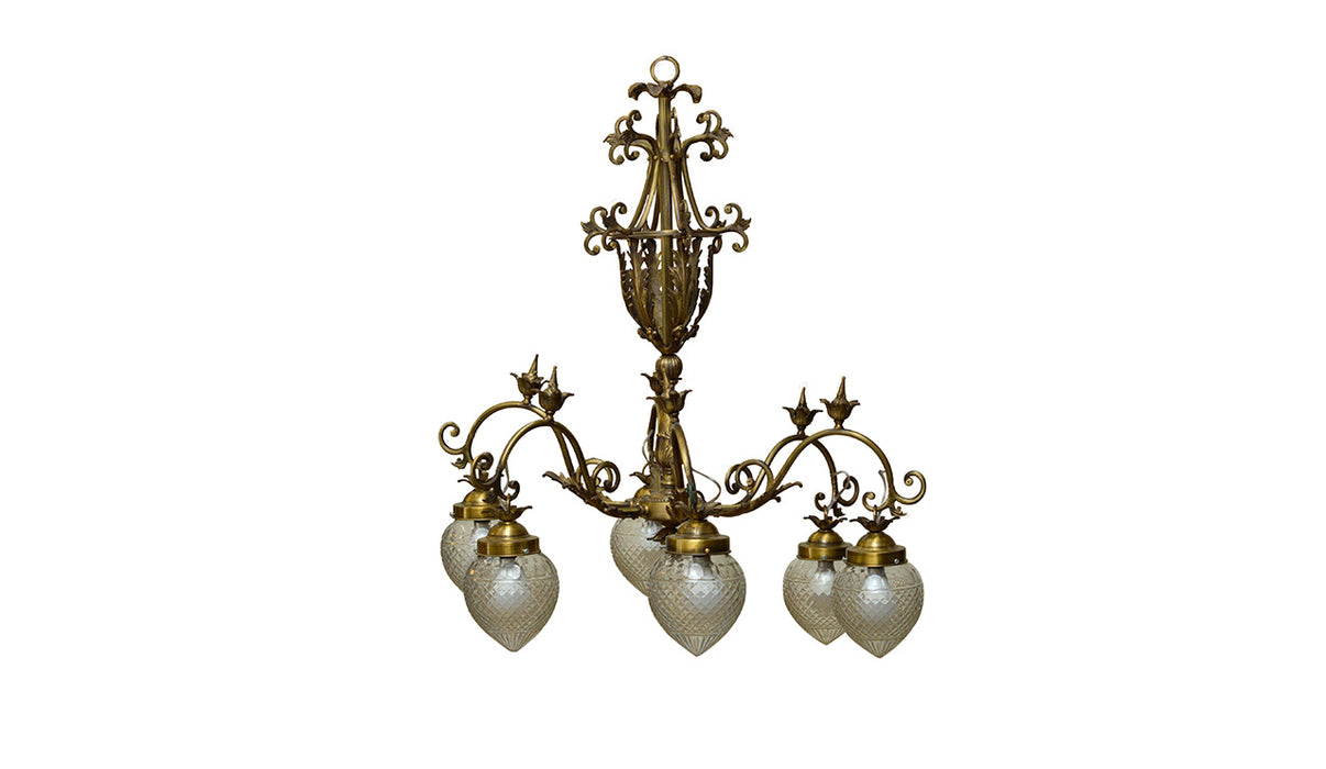 French Necklace Style Brass Chandelier ANGP