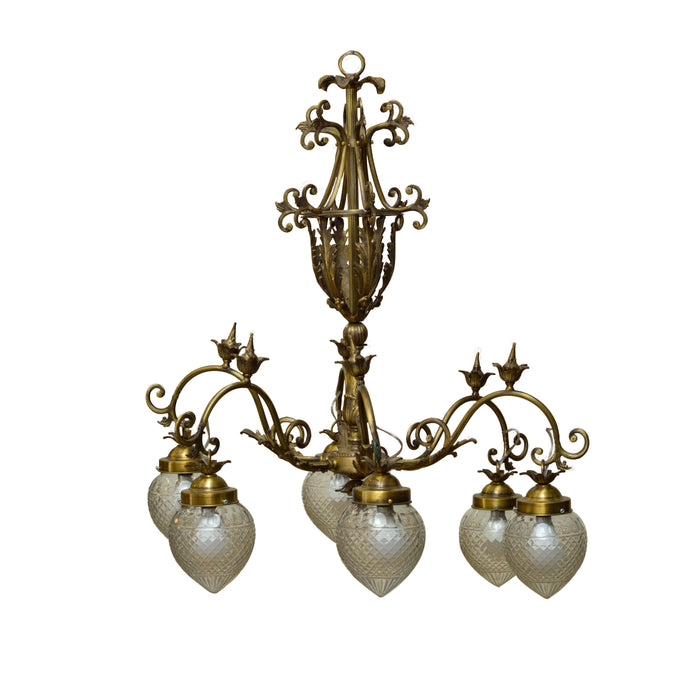French Necklace Style Brass Chandelier
