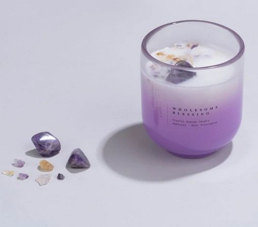 Eucalyptus Amethyst Crystal Energy Candle DDLC