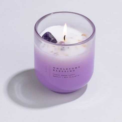 Eucalyptus Amethyst Crystal Energy Candle DDLC