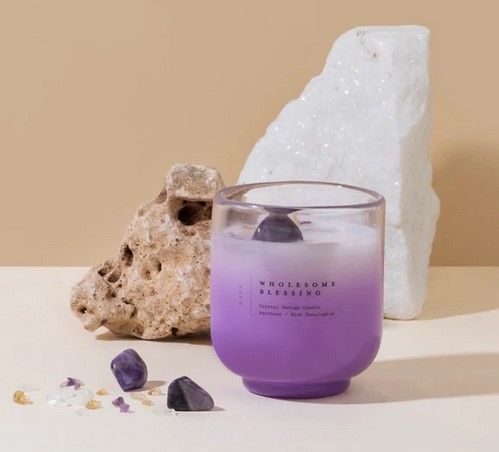 Eucalyptus Amethyst Crystal Energy Candle