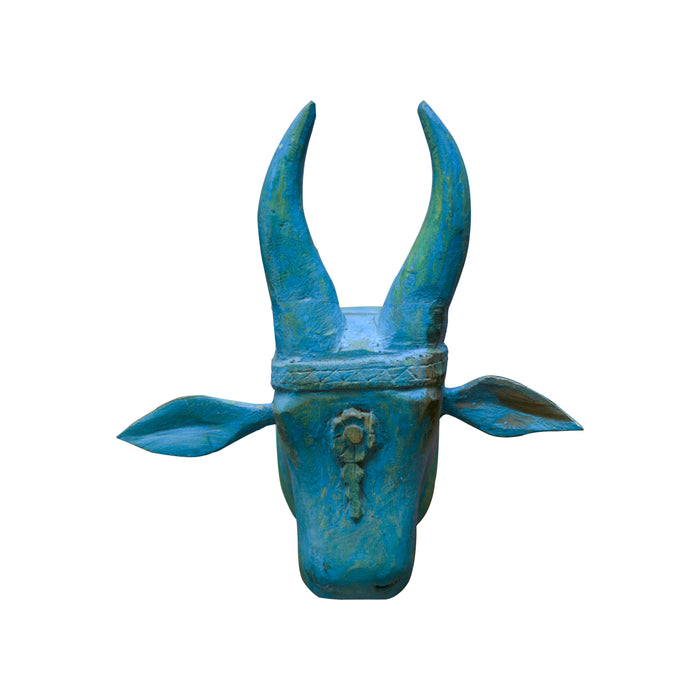 Bull - Distressed Wall Mask in Blue (Small)