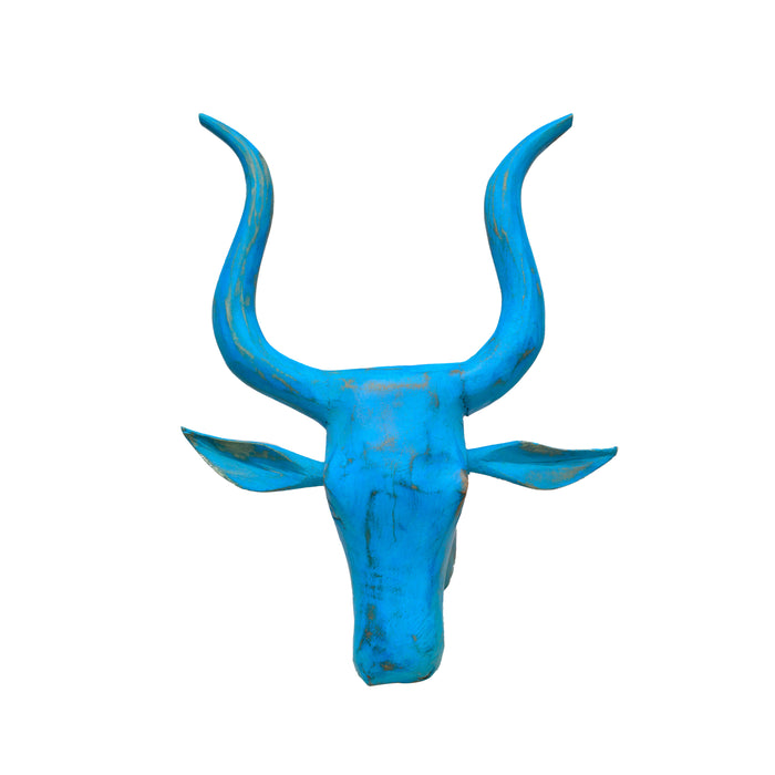 Bull - Distressed Wall Mask in Blue (Large)