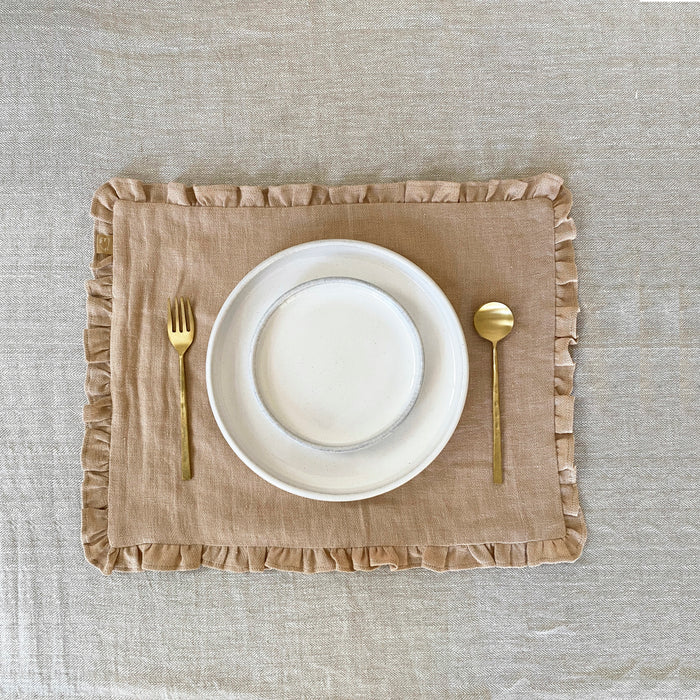 Herringbone Blush Ruffle Table Mat (Set of 2)