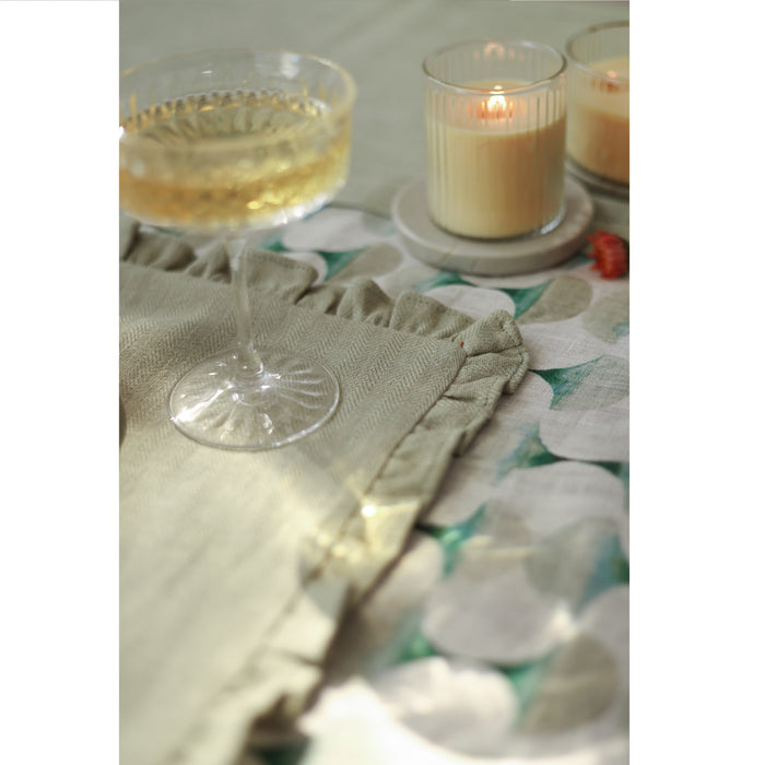 Herringbone Sage Ruffle Table Mat (Set of 2)