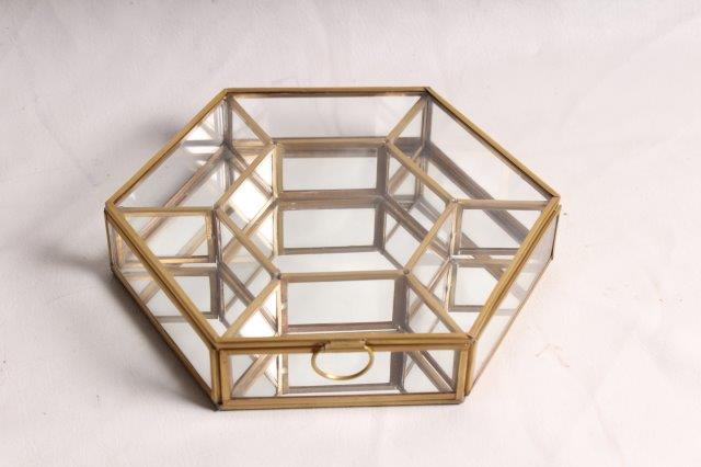 Hexagonal Brass Glass Box INAP