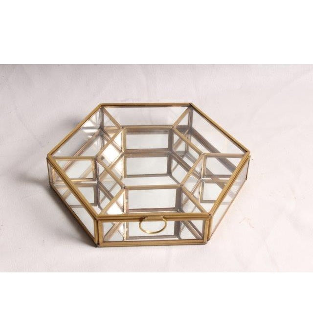 Hexagonal Brass Glass Box