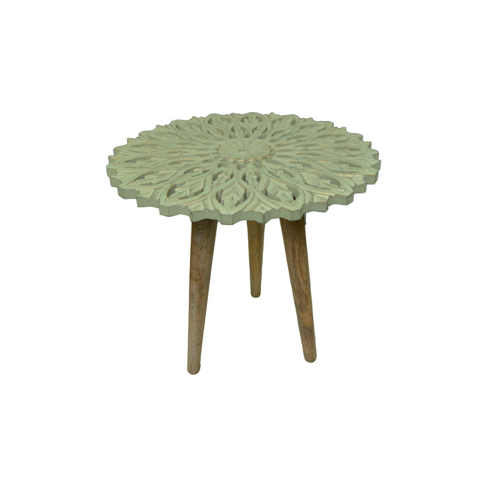 Nesting Table - Green Top Carved-Set of 2 KVHC