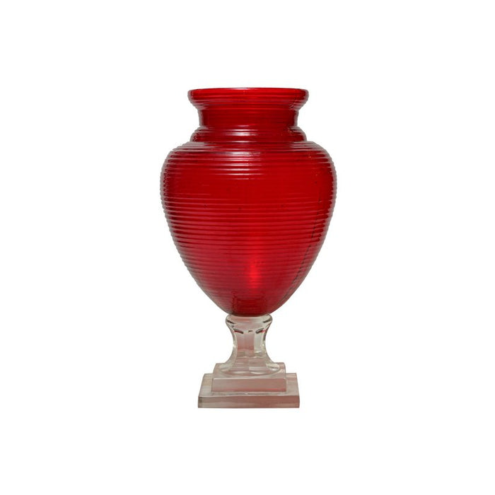 Glass Vase Red Textured Urn