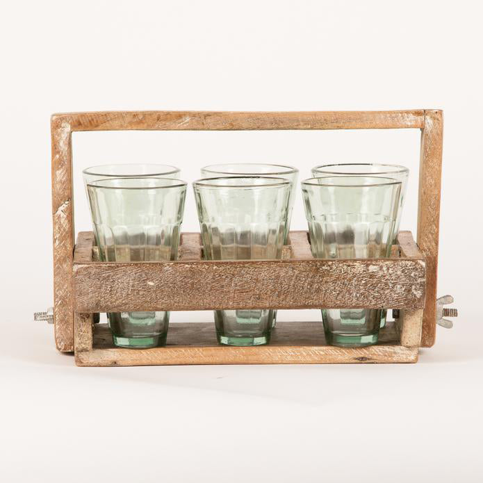 Chai Glasses & Wooden Crate