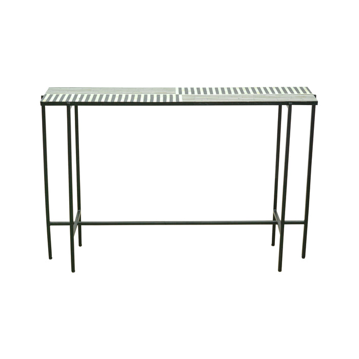 Isakson Bone Inlay Table with Iron Stand