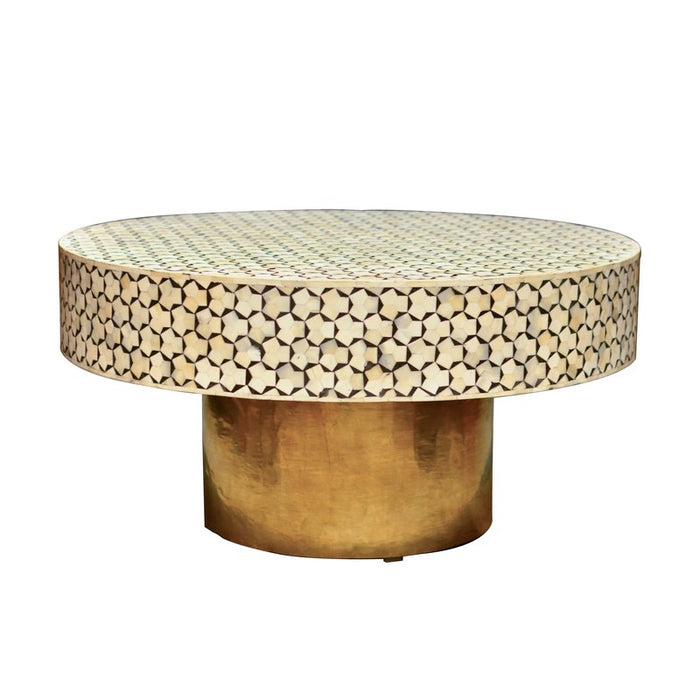 Buy Tables | Round Inlay table with Brass | Shop at The Purple Turtles ...