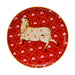 Red Jaali Leaping Cow Decorative Plate